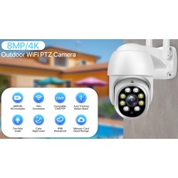 Telecamera IP Wireless 8MP 4K Outdoor Street WIFI PTZ Speed Dome  AI Auto Tracking