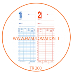 Schede marcatempo CARTELLINI  Bifacciali  TR 200 1/15-16/31