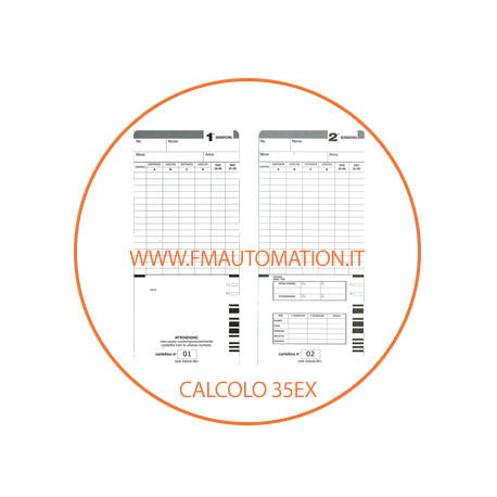 Schede marcatempo CARTELLINI   Bifacciali CALCOLO 35ex - CALCOLO 50ex