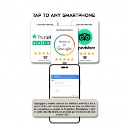 Carta con tecnologia NFC senza contatto + codice QR per la raccolta delle recensioni dei clienti google