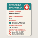 Tesserino Emergenza in PVC Personalizzato – Con Dati Sanitari e Contatti d’Emergenza